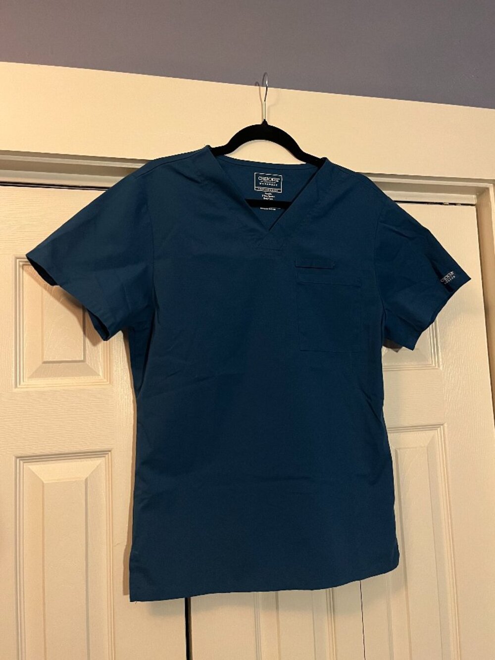 Cherokee Workwear Professional Men's V-Neck Top WW675 Extra Small Caribbean Blue